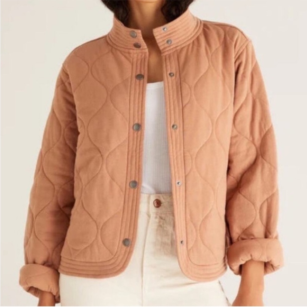 Z Supply Quilted Puffer Jacket in Dusty Peach
